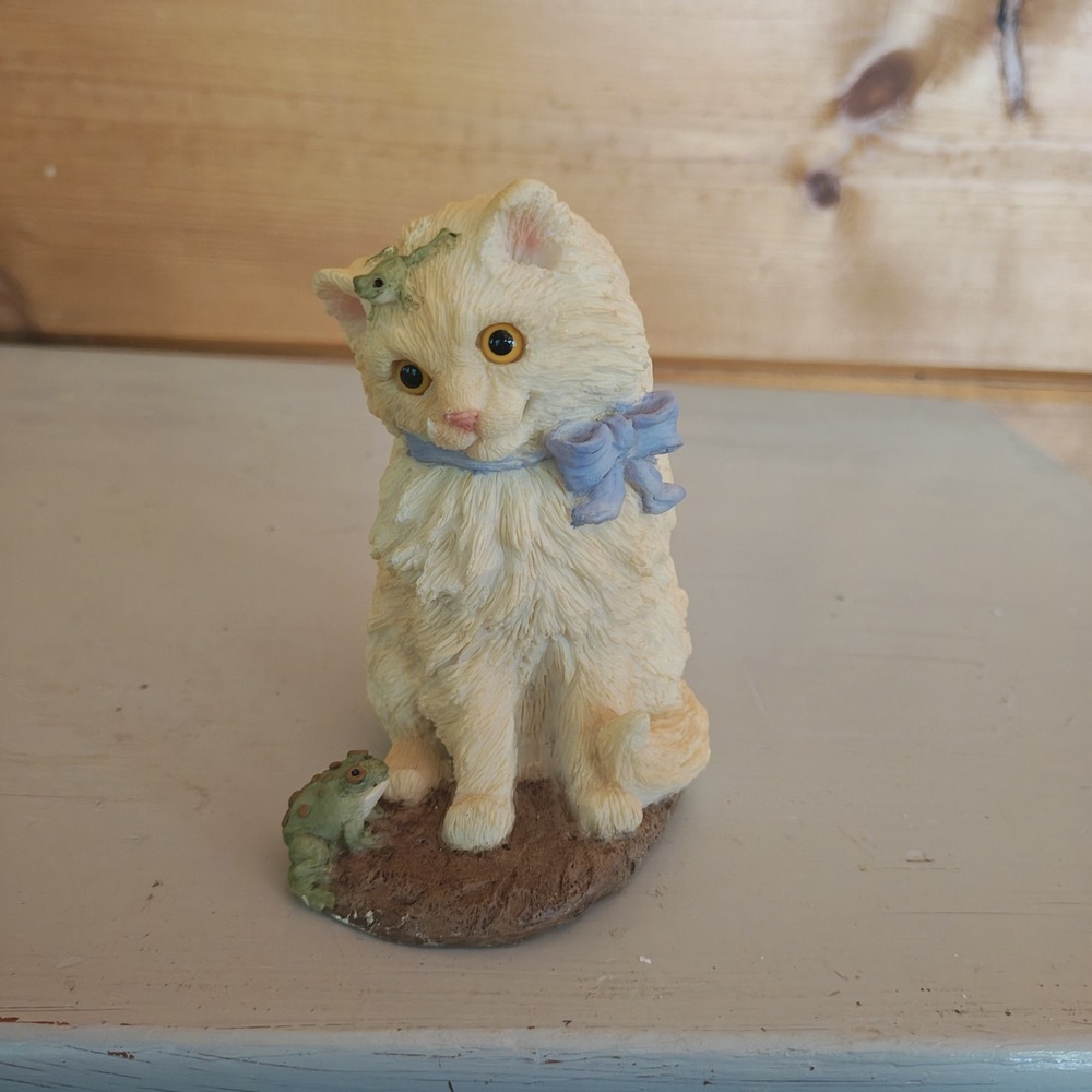 Vintage 1999 Stone Critters Persian‎ Cat & Toad Figurine 4" SC-1149